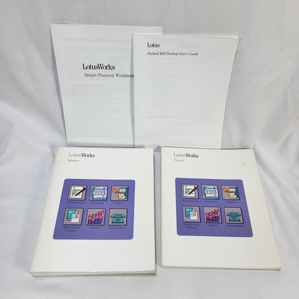 VTG 1990 Lotus Works Tutorial Reference Financial Worksheet User Guide Books